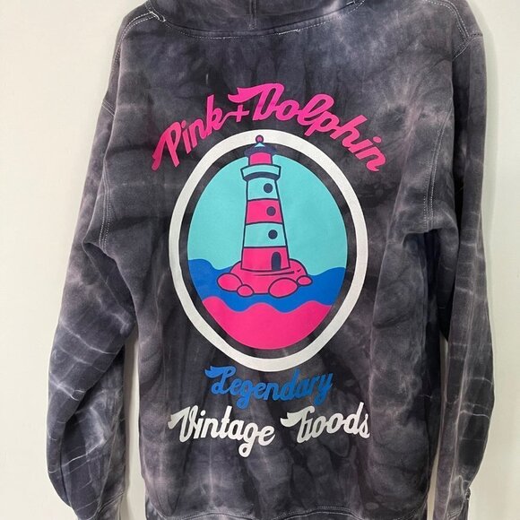 Pink Dolphin Mens Hoodie Size Small Multicolor Tie Dye Lighthouse Legendary - Picture 4 of 13